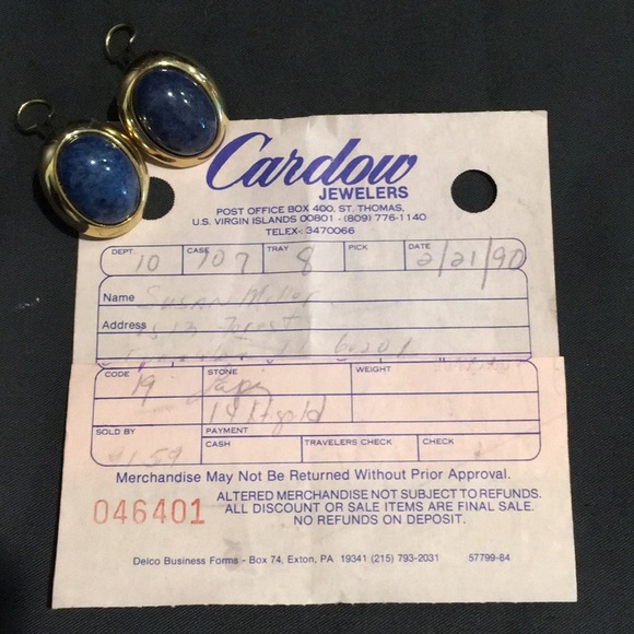 Lapis cabochon 14K gold pierced earrings. Reduced price is FIRM - Picture 10 of 12